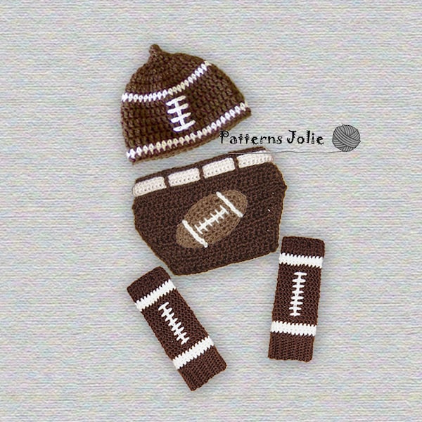 Baby Football Hat, Leg/Arm Warmers and Diaper Cover, Crohet Pattern