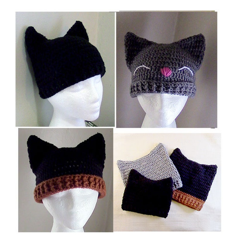 Baby Hat with Teddy Bear Earmuffs Crochet Pattern 6 sizes Baby-child; A Free Pattern of Halloween Cat Hat Included