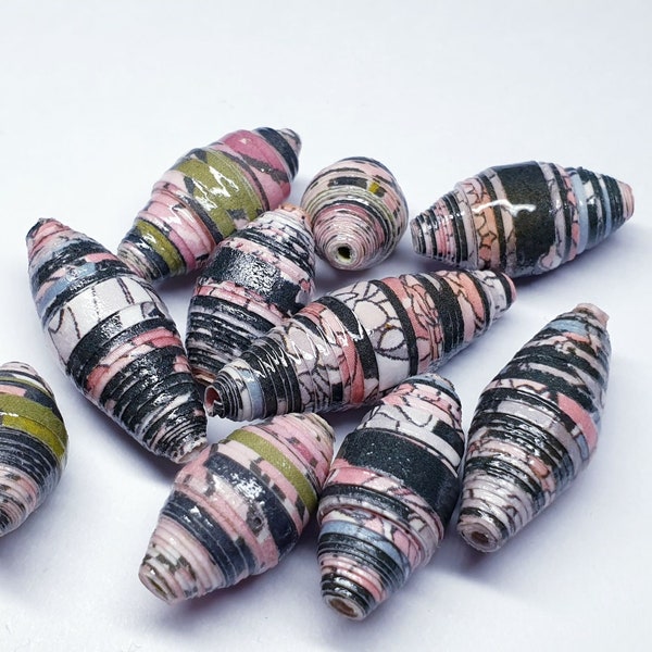 Paper beads / packs of 10 or 20 handmade paper beads