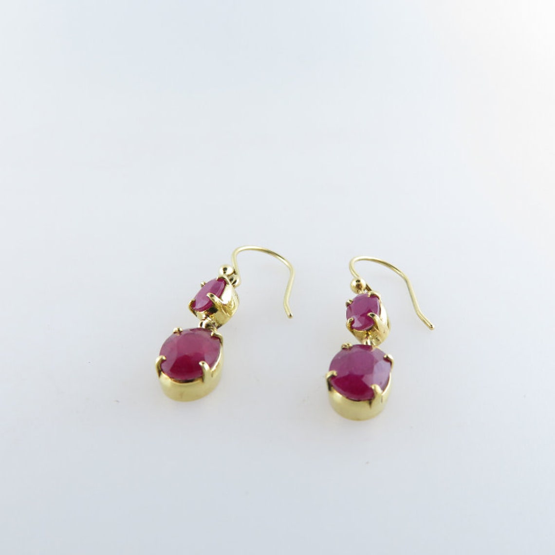 Ruby Earrings with 18K Gold | Etsy