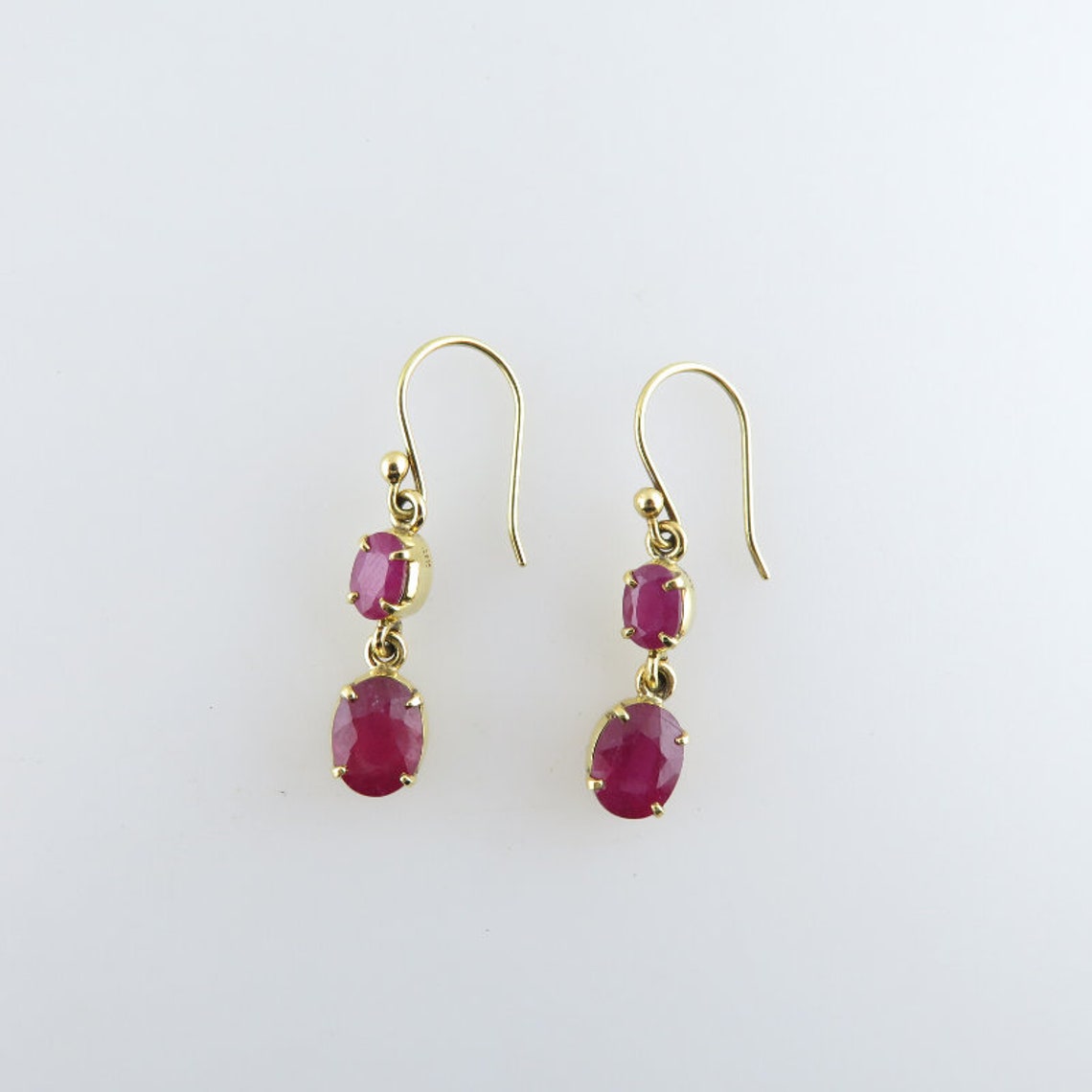 Ruby Earrings with 18K Gold | Etsy