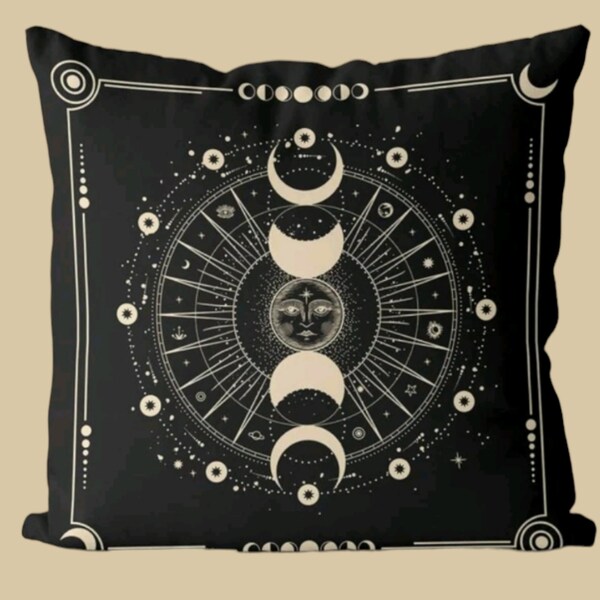 Moon Phase Cushion | Witch Cushions | Gothic Cushion | Celestial Cushion | Gothic Home | Moon | Gothic Decor |