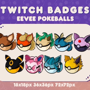 POKEBALLS Eevee Twitch sub/bit insignias / Emblemas sub/bits / Gráficos Twitch