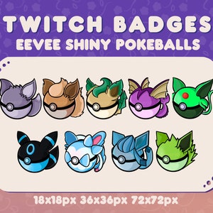 POKEBALLS Eevee Shiny Twitch sub/bit insignias/Emblemas sub/bit/Gráficos de Twitch