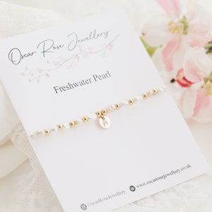 Freshwater Pearl & Initial Bracelet, Pearl Bracelet, Bridal Bracelet, Wedding Day Jewellery, Personalised Bracelet, Stacking Bracelet