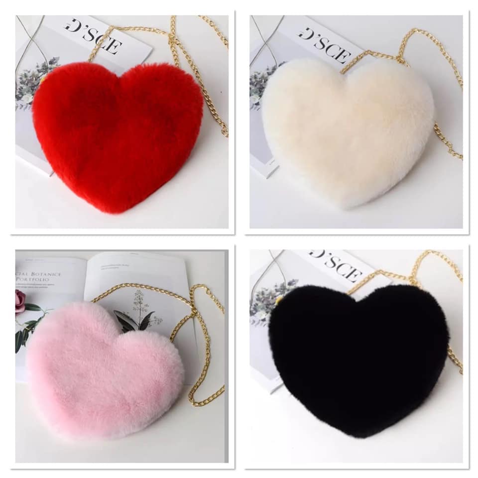 Women Fashion Heart Shaped Bag Fluffy Bag Cute Plush Faux Etsy