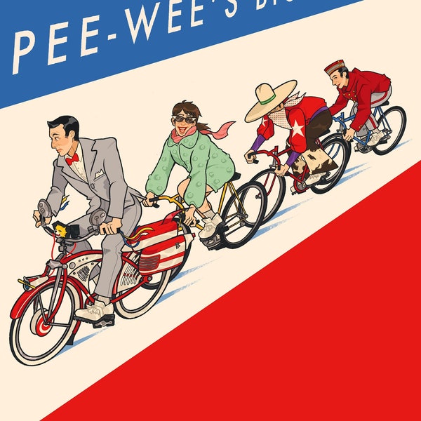 pee-wee's big adventure 11x17 print, kraftwerk's "tour de france" inspired mini movie, music, film poster