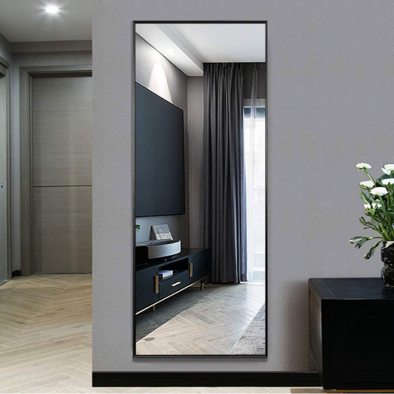 Large Full Length Mirror Black Hanging Mirror Wall Mirror Etsy