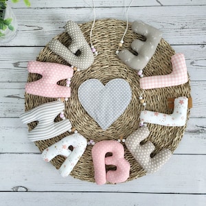 Name chain made of fabric letter garland for decoration baby room personalized gift baptism birth letter cushion fabric letters