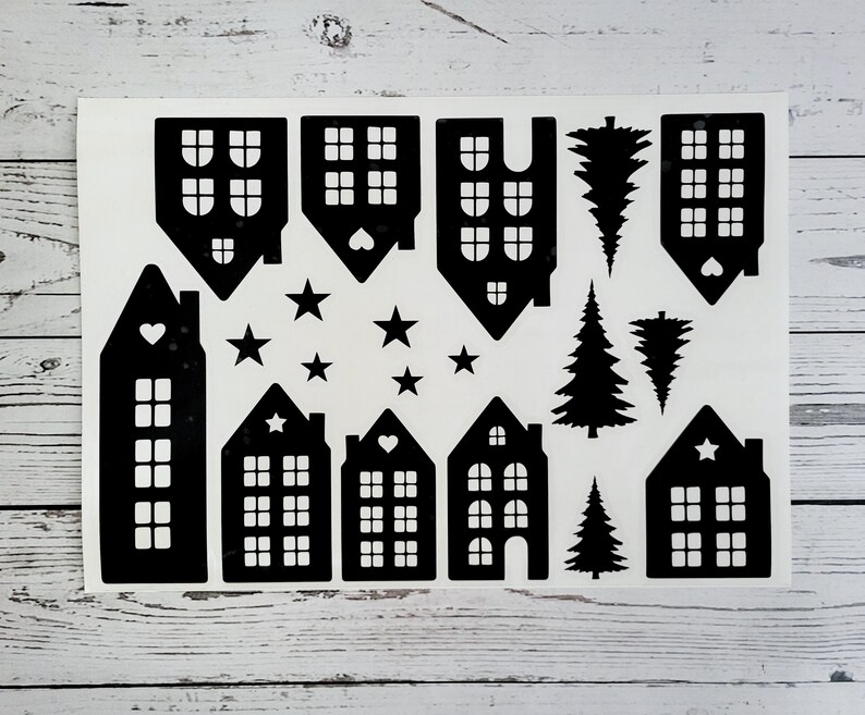 Aufkleber Winterlanschaft Häuschen Hygge hochwertige Vinylsticker