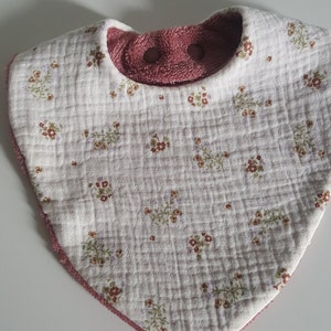 Bavoirs bandana double gaze, 0 à 15 mois, tissu éponge, doux B6