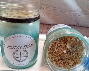 Handmade Addiction Support Candle: Herbal Infused Soy Wax, 60+ Hour Burn