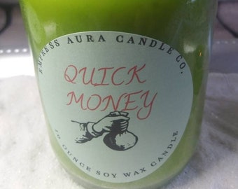 Quick Money Herbal Intention Candle | Handmade Soy Wax, 10 oz.