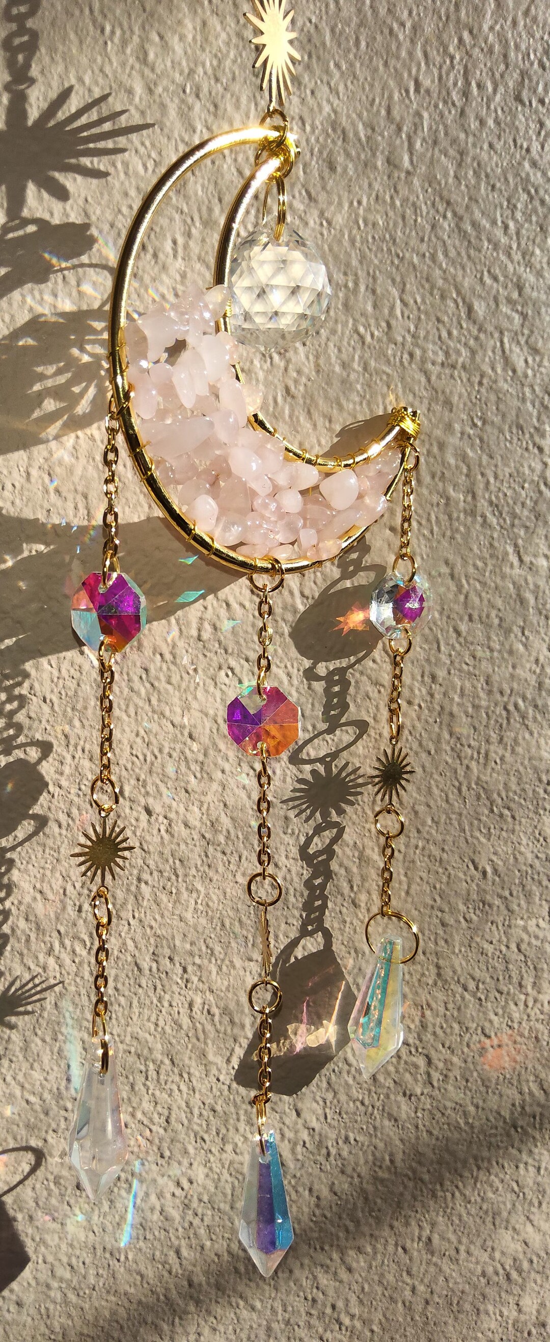 Moon Suncatcher: Crystal Prism Rainbow Maker Window Hanging - Etsy