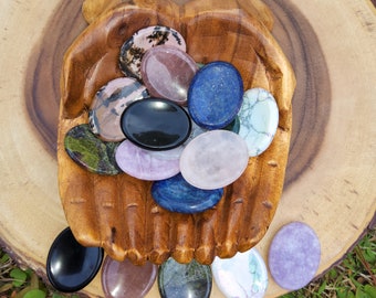 Crystal Worry Stone: Rose Quartz, Lapis Lazuli, Lepidolite