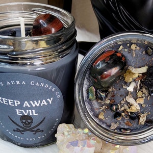 Crystal Candle | Protection Candle with Crystals and Herbs | Hex Removal | Ghost Chaser | Curse Removal | Crystal Protection | Uncrossing