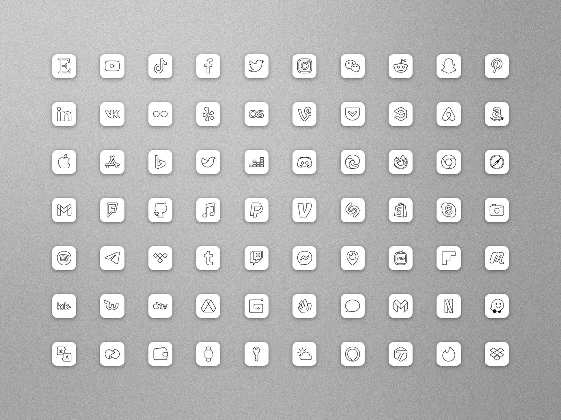 750 Aesthetic iOS14 App Icons Pack White and Light Gray Etsy