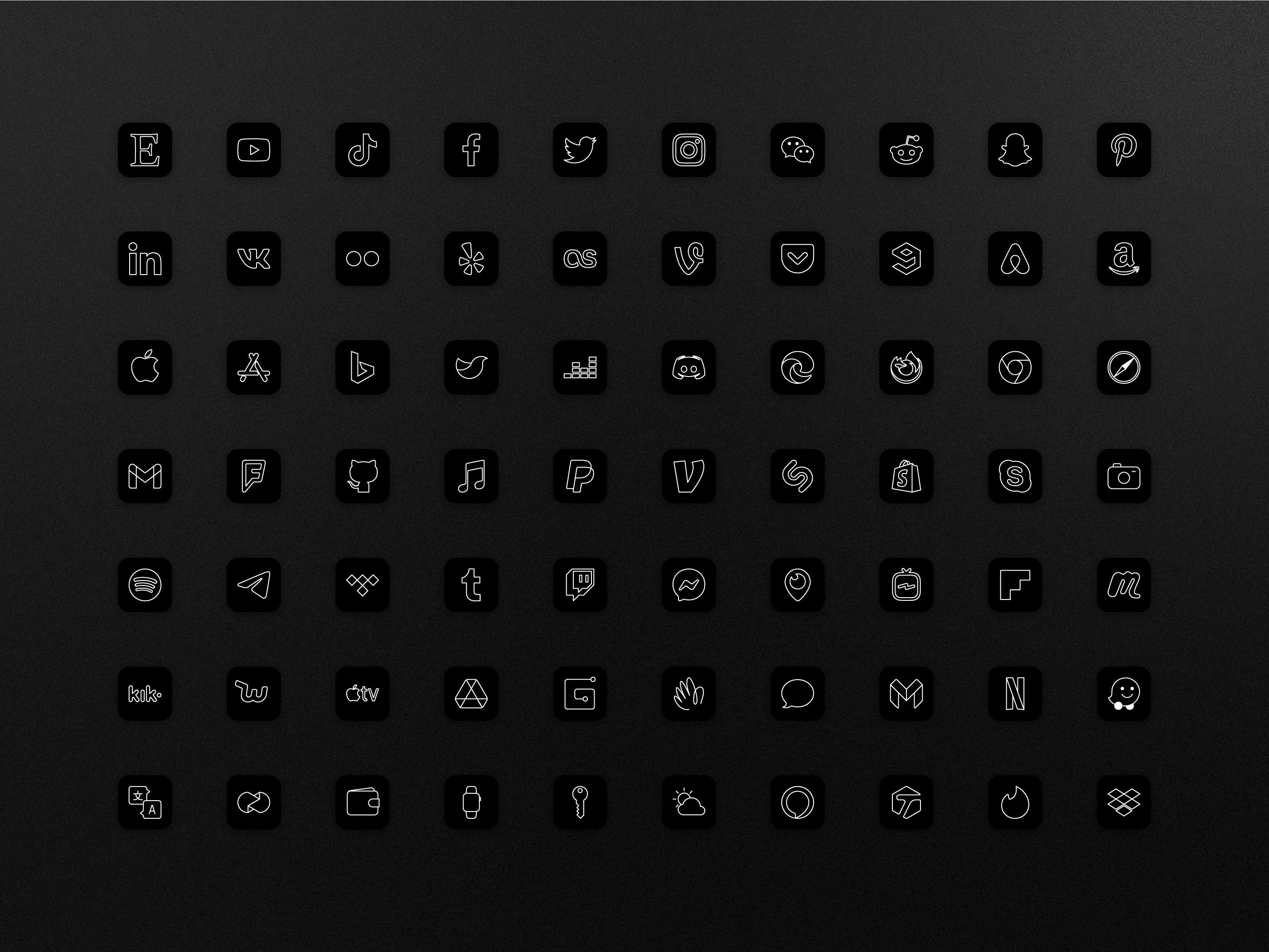 750 Aesthetic iOS14 App Icons Pack Black and Dark Gray Etsy