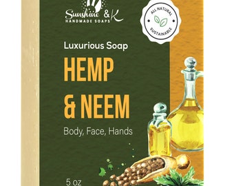 Hemp Soap Bar - Luxurious Soap - Natural Soap - Neem Soap Bar  Tea Tree Essential Oil