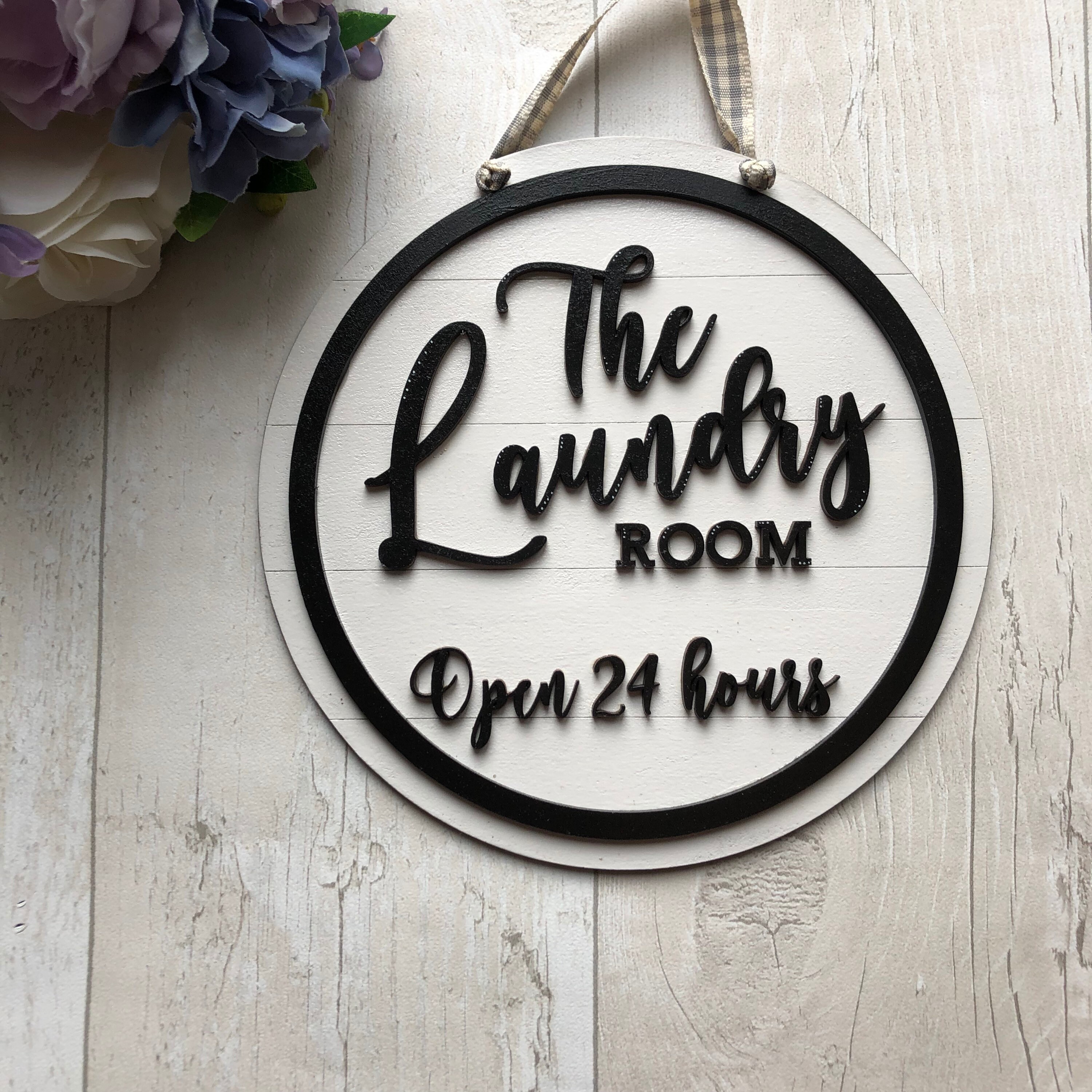 Letrero de sala de lavandería de madera placa de sala de | Etsy