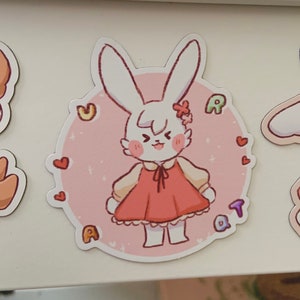 Flexible Magnet | Self Love Cute Kawaii Bunny, Rabbit Magnet for Notes, Decorating Lockers, Kitchen Fridge, Whiteboard, & Metal Surfaces.