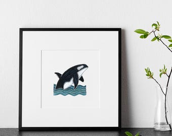 CARVED Orca Whale | Blank 7x7 Art Print