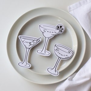 Cocktail shaped place card template, margarita place card, martini name card, espresso martini place cards, cocktail illustrated name card