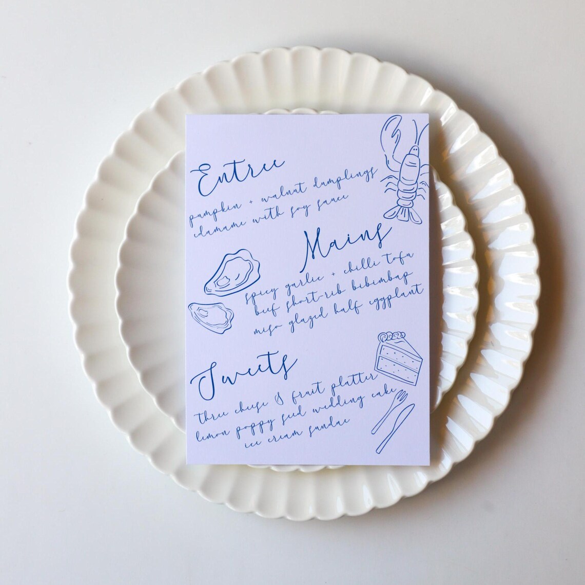 Blue Illustrated Hand Written Menu Template | Lobster Illustration ...