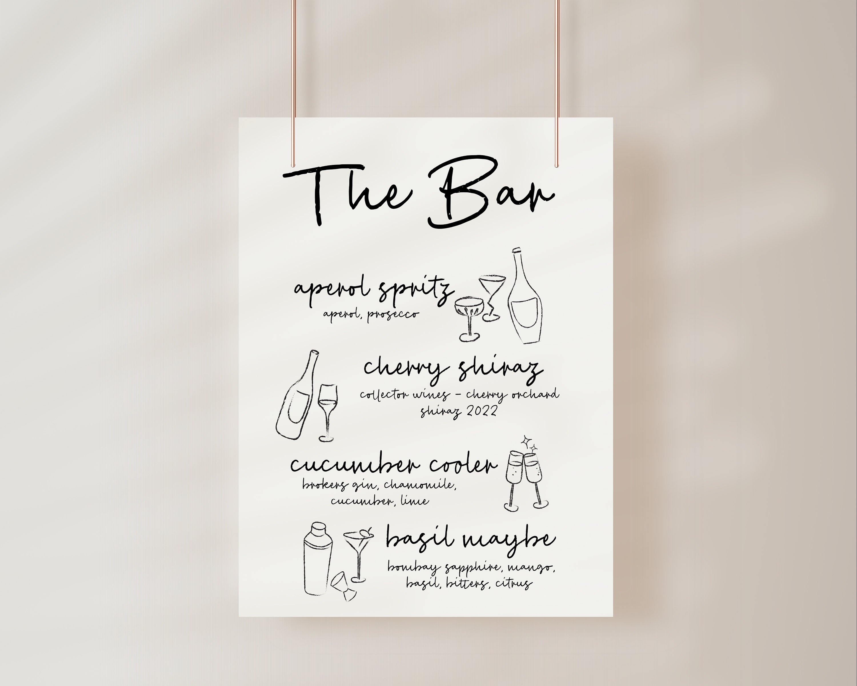 ILLUSTRATED BAR SIGN | Hand Drawn Scribble Bar Sign, Editable ...