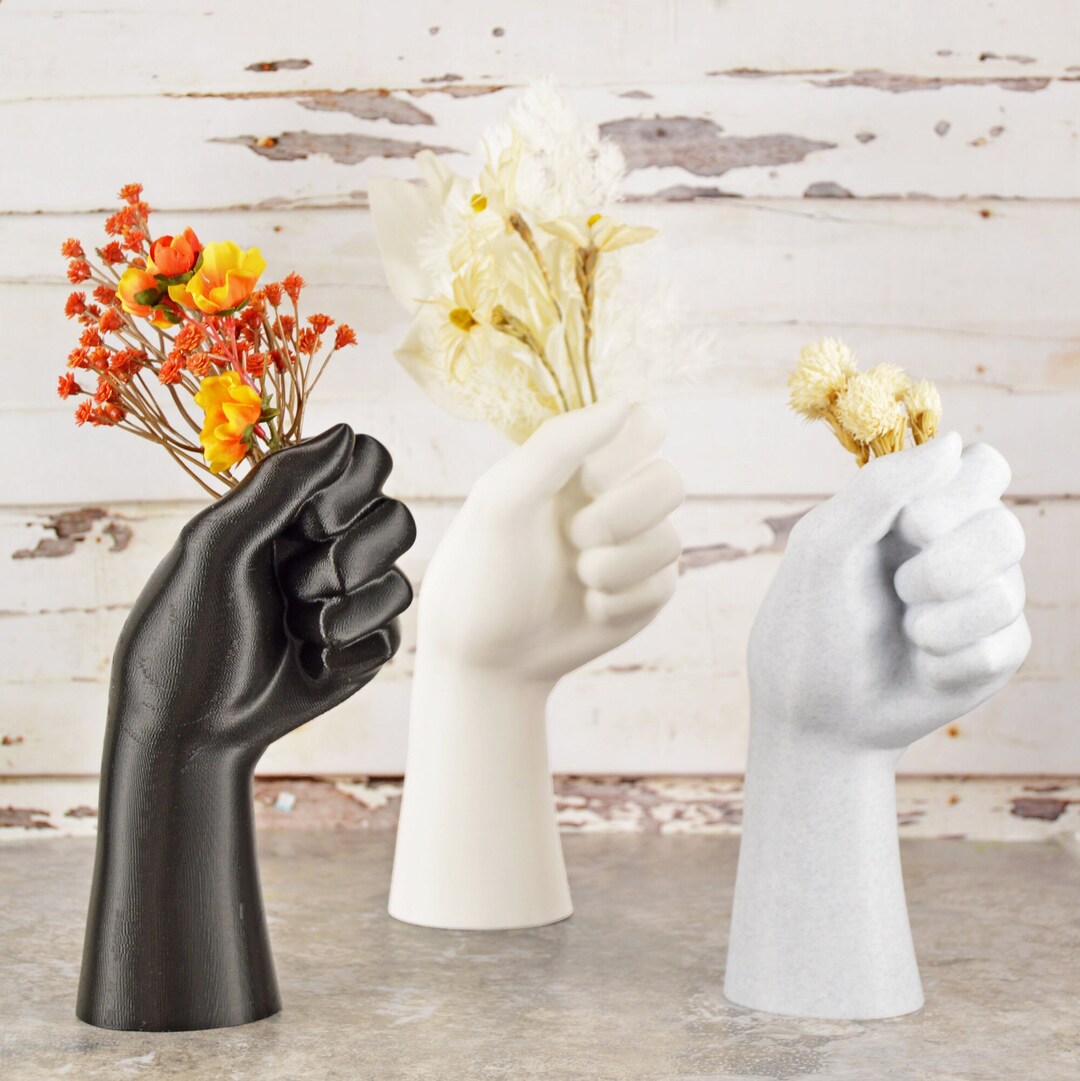 Human Hand Vase, Unique Vases for Flowers, 3D Printed Flower Vase