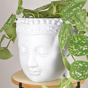 Buddha Head Planter for Indoor Plants, 3D Printed Planter Pot, No Drainage Planter, Face Planter Pot, Plant Lover Gift, Zen Planter