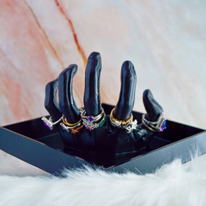Ring Display Hand, Ring Display Stand, Hand Ring Holder with Dish, Simple Ring Dish, Jewelry Display for Rings, Gothic Jewelry Holder