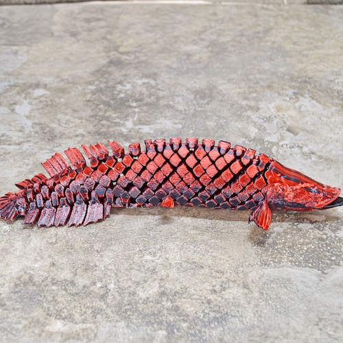 Pirarucu jouet imprimé en 3D, poisson agité, poisson imprimé en 3D, jouets imprimés en 3D, animaux imprimés en 3D, poisson agité, cadeau pour amateur de poisson