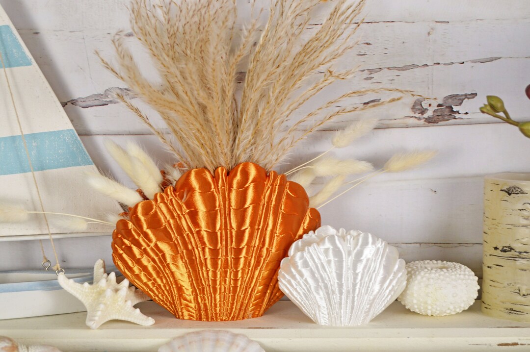 Seashell Vase Seashell Planter Ocean Themed Decor Nautical Etsy