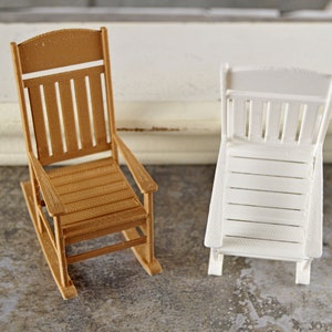 Miniature Rocking Chairs Miniature White Rocking Chair 3D Printed, Dollhouse Rocking Chair, 1 12 ...
