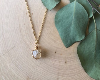 Topaz Simple, Dainty, Wrapped Raw Healing Crystal Necklace