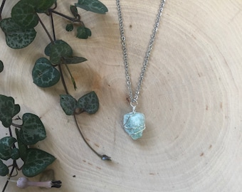 Green Aventurine Simple, Dainty, Wrapped Raw Healing Crystal Necklace