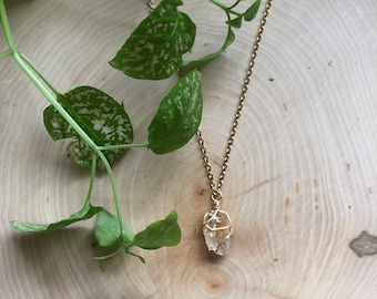 Citrine Simple, Dainty, Wrapped Raw Healing Crystal Necklace