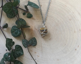 Tiger's Eye Simple, Dainty, Wrapped Raw Healing Crystal Necklace