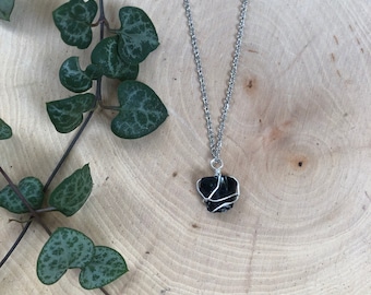 Obsidian Simple, Dainty, Wrapped Raw Healing Crystal Necklace