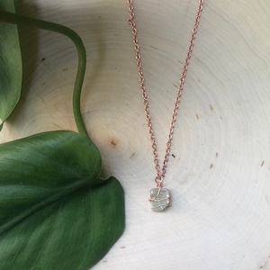 Green Calcite Simple, Dainty, Wrapped Raw Healing Crystal Necklace