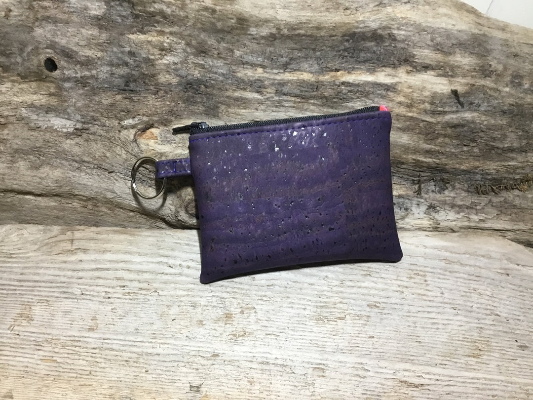 Purple Cork Key Fob Zipper Pouch Etsy UK