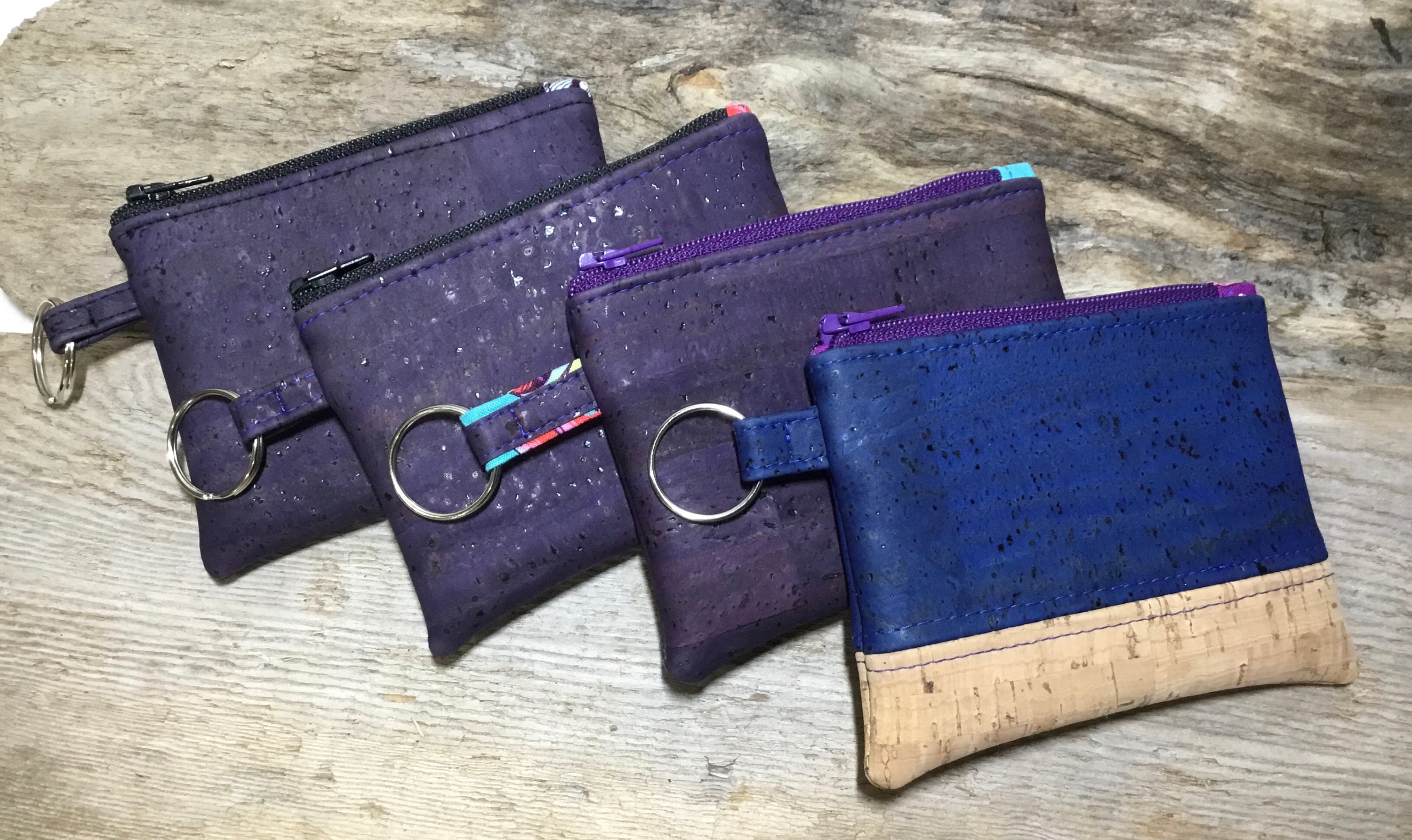 Purple Cork Key Fob Zipper Pouch Etsy UK