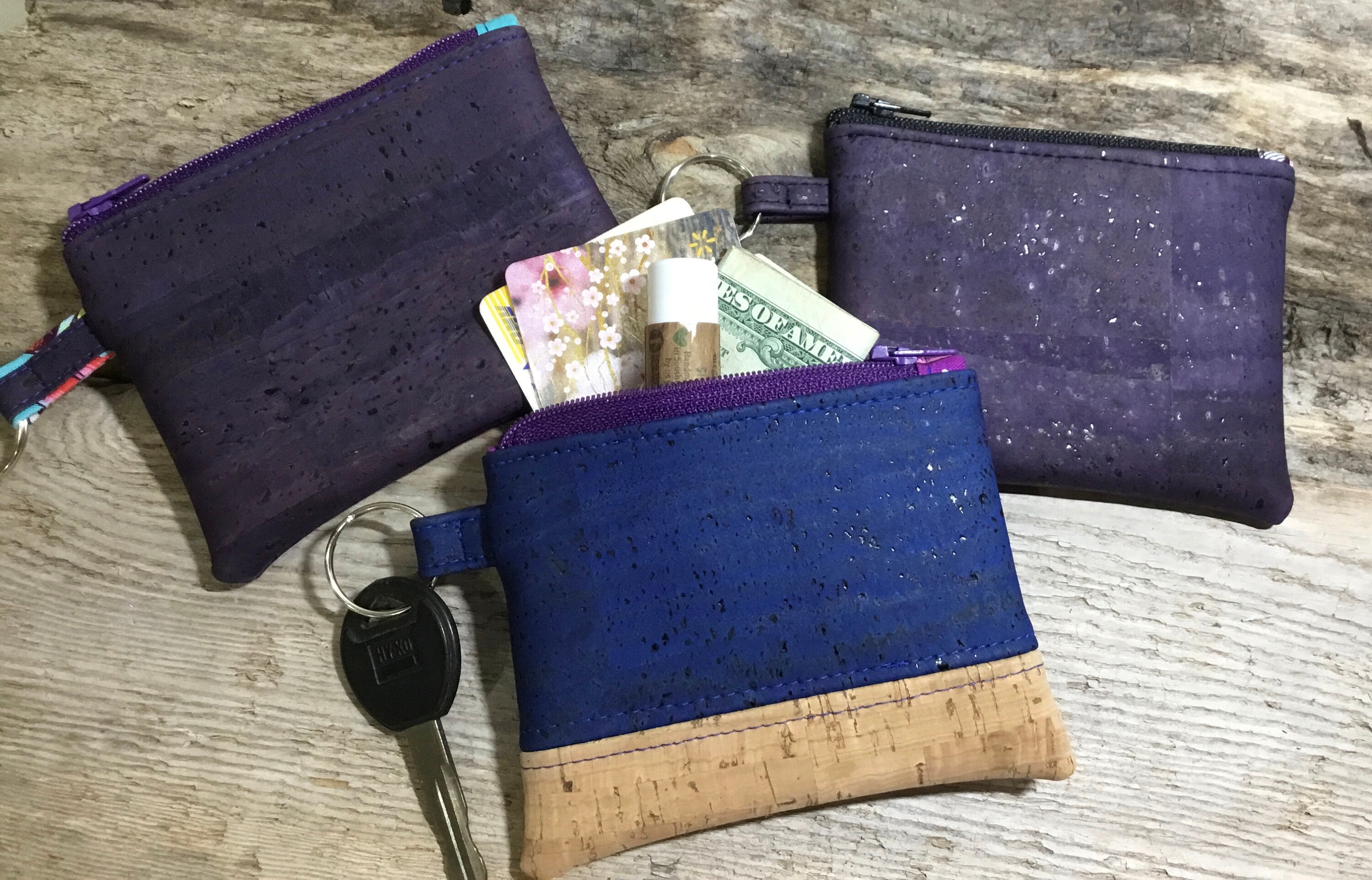 Purple Cork Key Fob Zipper Pouch Etsy UK