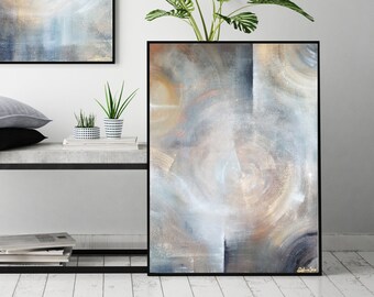 Original Mixed Media Gemälde: ""Morning Mist"" Strukturierte abstrakte Kunst."