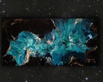 Original Acrylbild: Blue Sensation Abstrakte Space Art