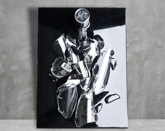 Epoxidharz Wandkunst: Zerbrochene Cognac Flasche Skulptur