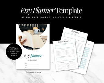 Etsy plannersjabloon | Bewerkbare canvassjabloon van 43 pagina's met PLR-rechten | Organiseren, gebruiken en doorverkopen!