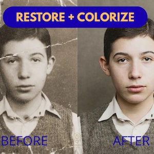 Restore & Colorize Vintage Portrait | Professional Photo Colorization, Detailed Repair, Professional Digital Service, Heritage Gift