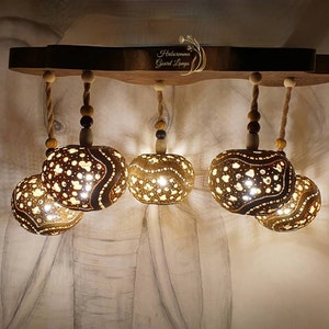 Hanging gourd lamps, wooden pendant light, rustic light fixture, farmhouse chandelier